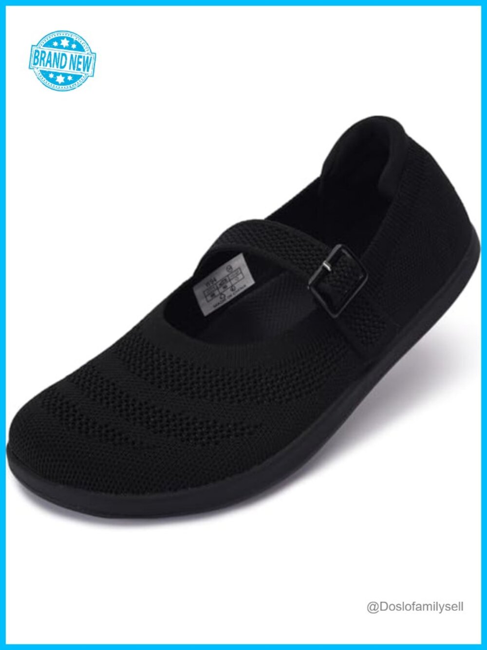 Wide Toe Box Barefoot Mary Jane Flats Knit Zero Drop Walking Shoes
